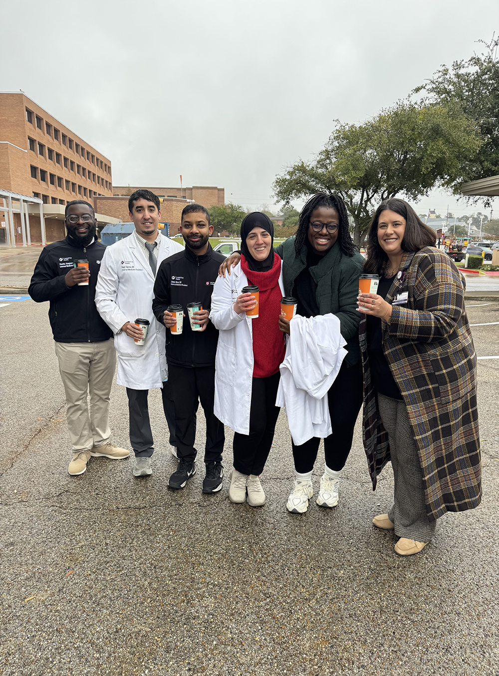 Residents drinking hot cocoa